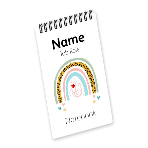 Personalised Pocket Notepad Jotter - Stethoscope Rainbow