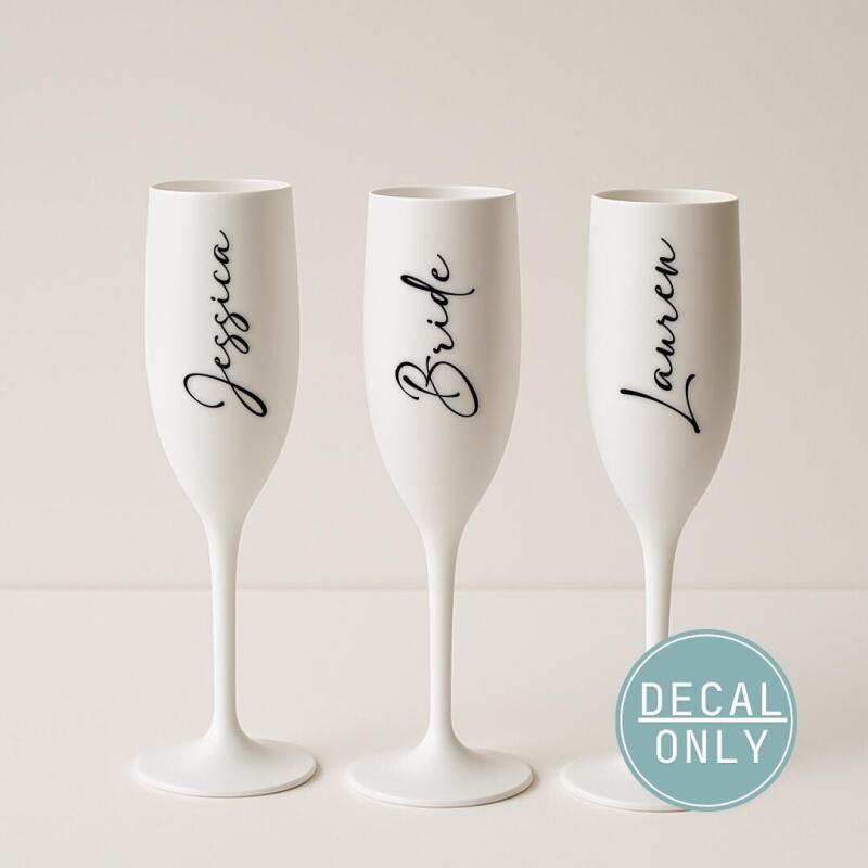 Personalised Wedding Glass Decals / Decal Only / Hen Party Bridesmaid Gifts / Bridal Decals Permanent Vinyl - Black - Name & Role