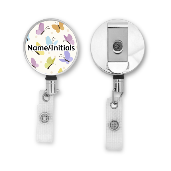 Personalised Metal ID Reel - Colourful Butterflies