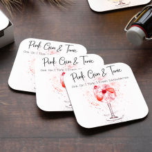 Drink Ingredient Coaster - Pink Gin & Tonic
