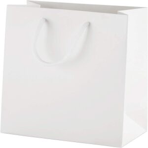 Personalised Luxury Gift Bag with Rope Handles - White (Matte) - Small (Approx. 150mm x 190mm x 80mm)