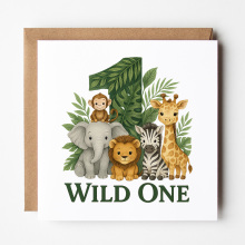 1st Birthday Card - Wild One - Small (Approx. A6 | 105mm x 148mm | 4.1in x 5.8in) - Standard Smooth Card