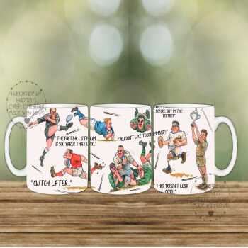 Sporty Fun: Rugby Cartoon Ceramic Mug