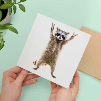 Birthday Card for Him Birthday Card For Brother or Son Birthday Card For Sister or Daughter Fun Birthday Card Of A Raccoon With Sunglasses