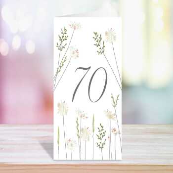 Feminine floral 70th birthday greeting card -  designed by Eloise Hall - 15.7 x 11cm and blank inside, made in the UK