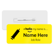 #hello my name is... Name Badge - Classic Yellow - Needle Icon