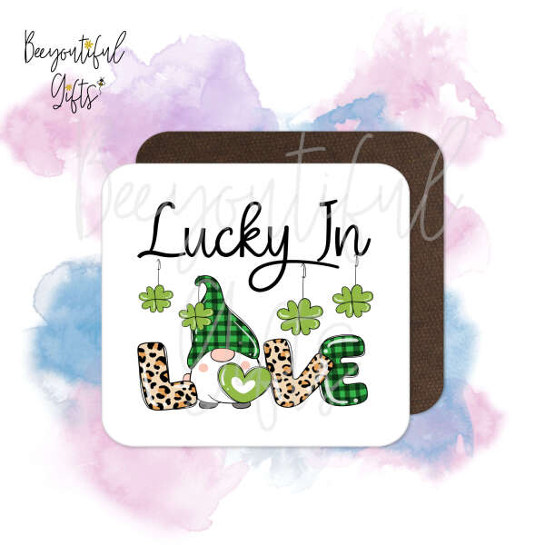 Valentine's Day Coaster - Gnome Themed Lucky In Love