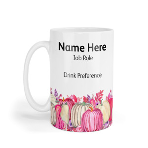 Personalised Ceramic Mug - Pink Pumpkin Border