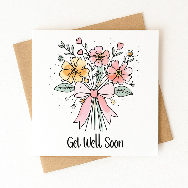 Get Well Soon Card - Floral Bouquet - Standard Smooth Card