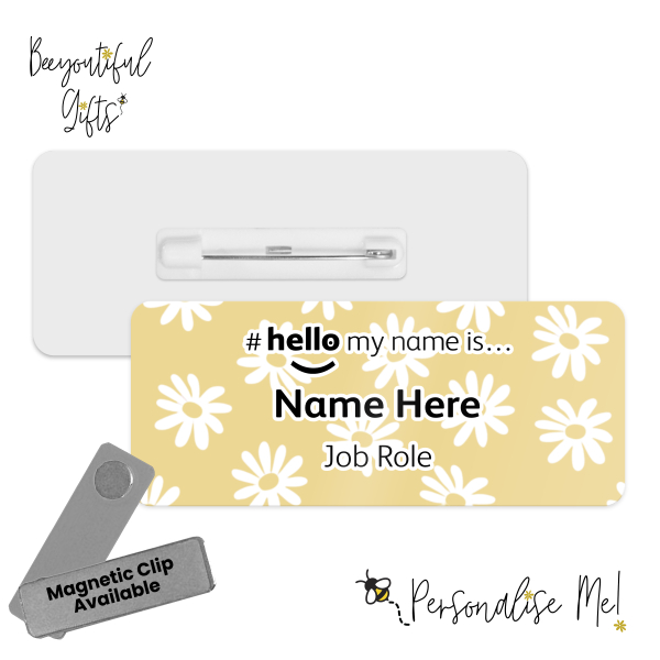 #hello my name is... Name Badge - Yellow Daisy