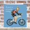 Geared up bike themed birthday card for him - designed by Erica Sturla - 15cm square and blank inside, made in the UK