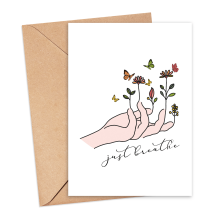 Mental Wellbeing Card - Just Breathe - Small (Approx. A6 | 105mm x 148mm | 4.1in x 5.8in) - Standard Smooth Card