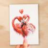 Anniversary or Valentine's Card for Her Anniversary Card for Wife Valentines Day Card For Husband Boyfriend or Girlfriend Flamingo Love - Large (5x7) / Blank Message
