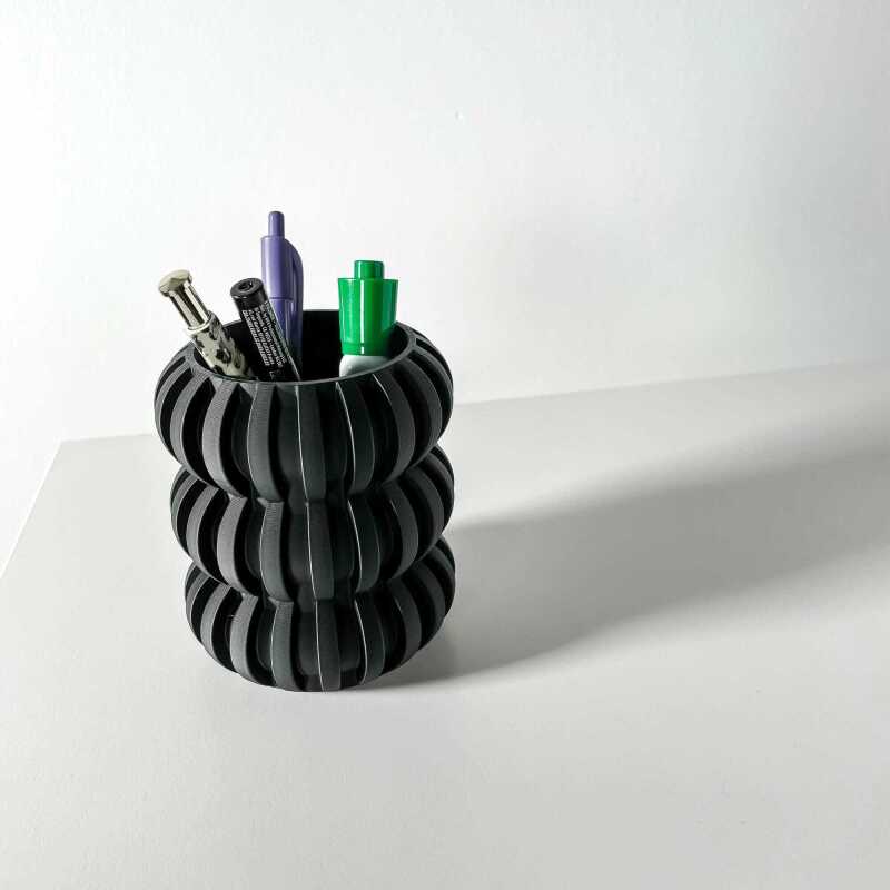 The Renio Pen Holder | Desk Organizer and Pencil Cup Holder - Matte Dark Green