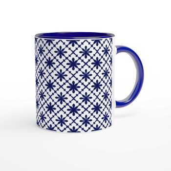 Geometric Blue Patterned Ceramic Blue Mug