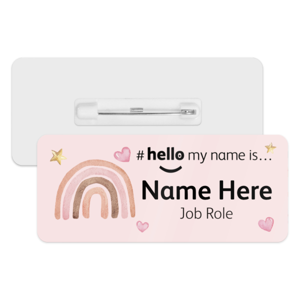 #hello my name is... Name Badge - Pink Pastel Rainbow