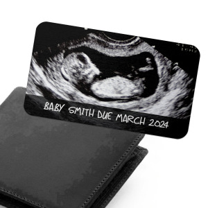 Personalised Aluminium Wallet Card - Pregnancy Announcement Baby Scan