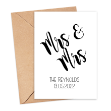 Personalised Wedding Card - Mrs & Mrs - Small (Approx. A6 | 105mm x 148mm | 4.1in x 5.8in) - Standard Smooth Card