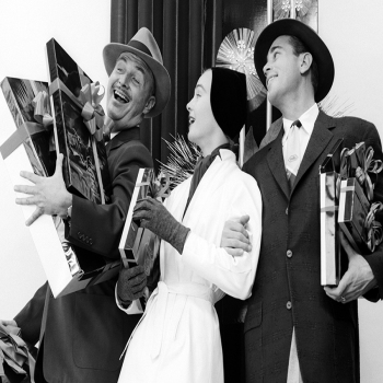 Arriving with Christmas Presents - a 17.5 x 12.5cm Christmas Card from Holy Mackerel's Alternative Image Range of Festive Designs.