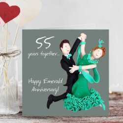 55th anniversary card (emerald anniversary) - designed by Erica Sturla -15cm square and blank inside, made in the UK