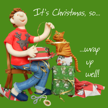 Wrap up Well 150mm Square Christmas Card by Artist Erica Sturla