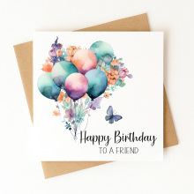 Birthday Card - Happy Birthday To A Friend Balloons - Standard Smooth Card