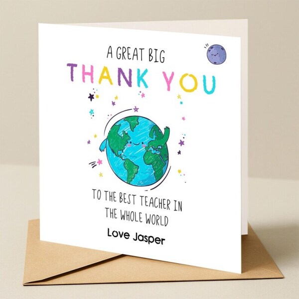 Personalised Thank You Teacher Card - To The Best Teacher In The Whole World - Standard Smooth Card