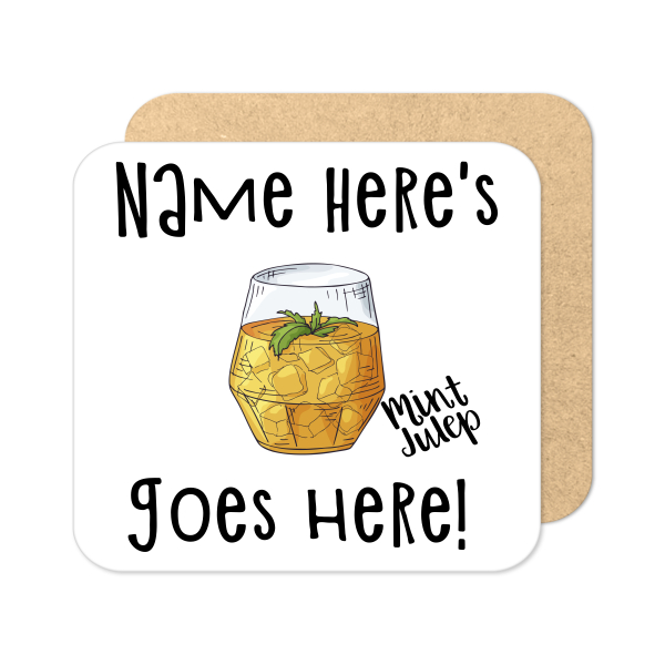 Personalised Cocktail Coaster - Hand Drawn Mint Julep