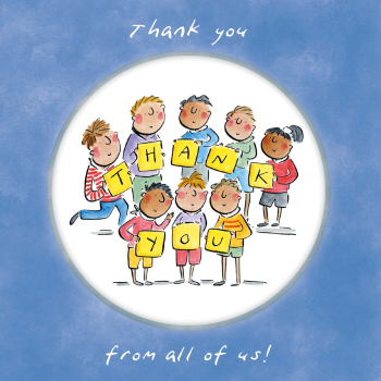 Holy Mackerel Thank you from all of us card by Rosie Brooks - blank inside - 15cm square