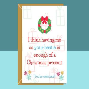 Funny friend Christmas Card - Bestie - Personalised - Customised - Best Mate - For Him or For Her - Xmas card