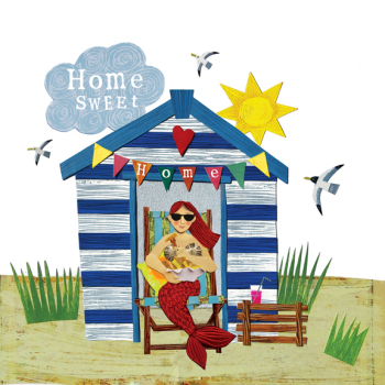 Home Sweet Home - Mermaid 150mm Square Greetings Card by Artist Lisa Berkshire