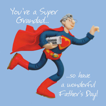 Holy Mackerel Super Grandad on Fathers Day, an Erica Sturla 15cm square card from, for a Grandfather, blank inside for your message