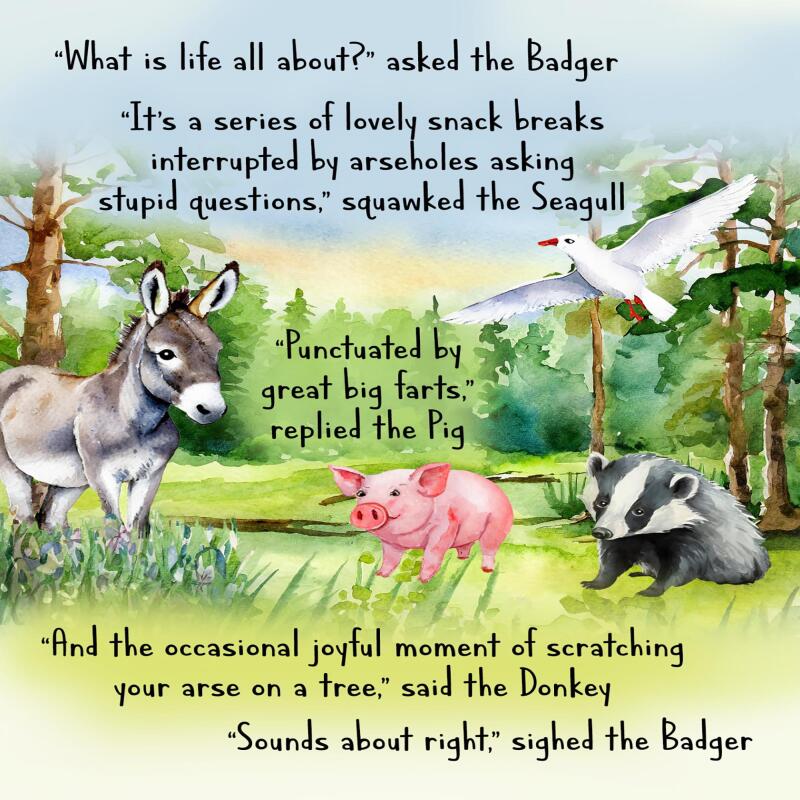 Funny Birthday Card pig donkey seagull badger A5 uncoated textured