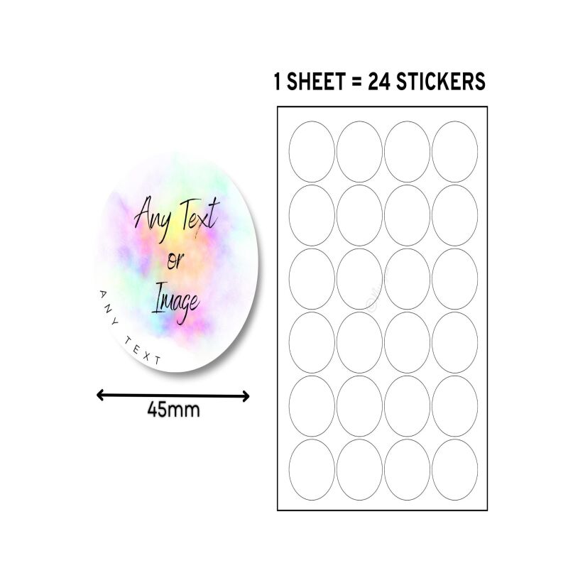 Printed Round Stickers Personalised | 25, 35, 45, 65, 85 mm | Matte, Glossy, Transparent/Clear | Business, Events, Wedding - Matte - 25mm - Sample (Not Custom)
