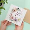 70th Birthday Card For Her Floral Seventieth Birthday Card Seventy Card For Mum Gran Grandma Auntie 70 Card For Friend Floral Design - Square (5.5x5.5) / Blank Inside