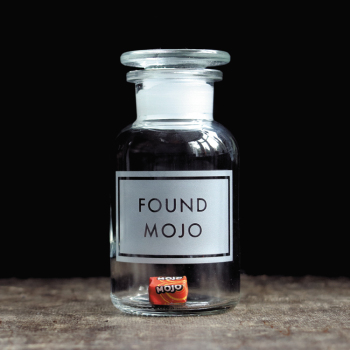 Holy Mackerel found mojo retro themed blank greeting card for him or her - designed by Andy Poplar - 15cm square and blank inside for your message