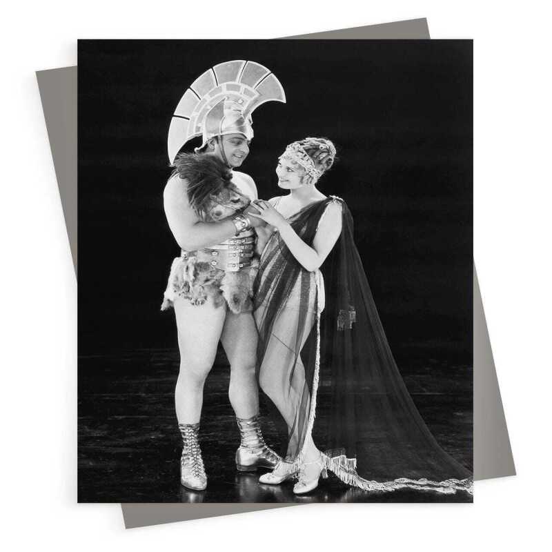 Roman couple - vintage black and white themed card - 12.6 x 17.7cm and blank inside - made in the UK