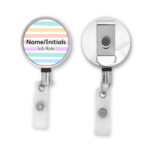 Personalised Metal ID Reel - Pastel Hand Drawn Lines