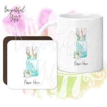 Personalised Mug & Coaster Set - Watercolour Baker Mason Jar