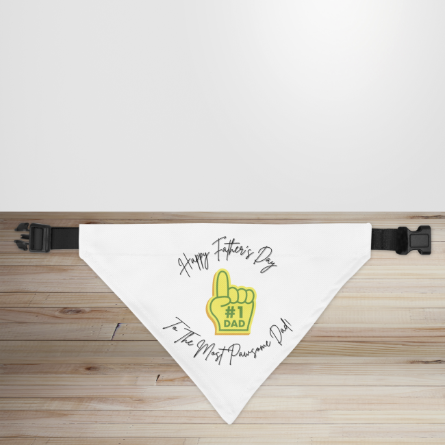 Happy Father's Day Foam Finger Design Dog/Puppy Bandana - Small - 12x17cm (Strap: 25cm - 40cm)