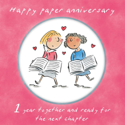 Holy Mackerel same sex LGBTQ+ 1st Paper anniversary card (female) by Rosie Brooks - blank inside - 15cm square