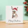 Fun Christmas Card of a Donkey Wearing A Santa Hat Whimsical Watercolour Christmas Card For Animal Lover For Him or Her - Square (5.5x5.5) / Blank Inside