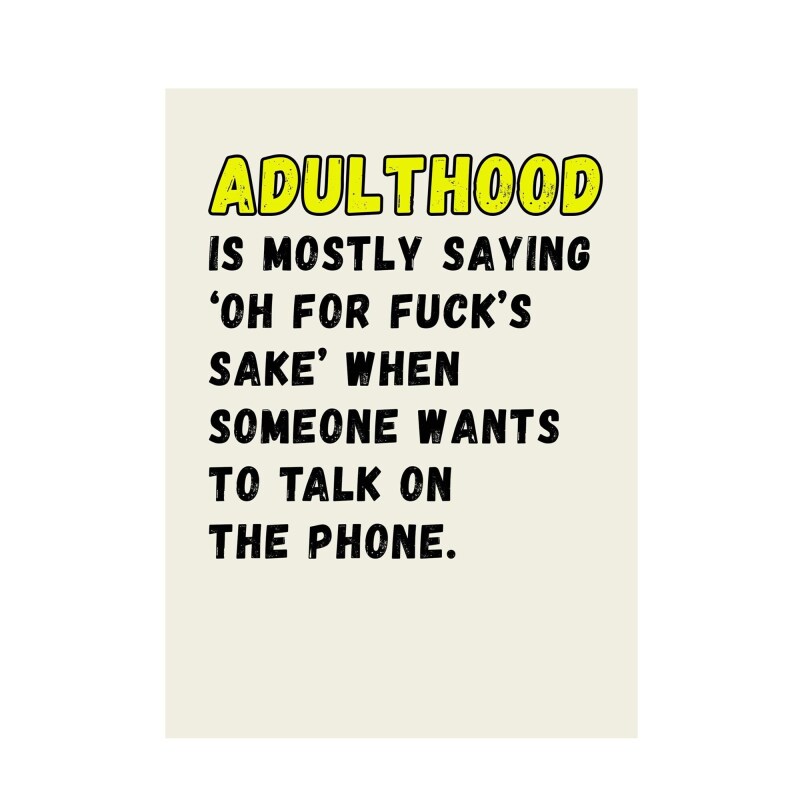 Adulthood - funny birthday card