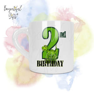 Personalised Dinosaur 2nd Birthday Number Smug Mug® (6oz)