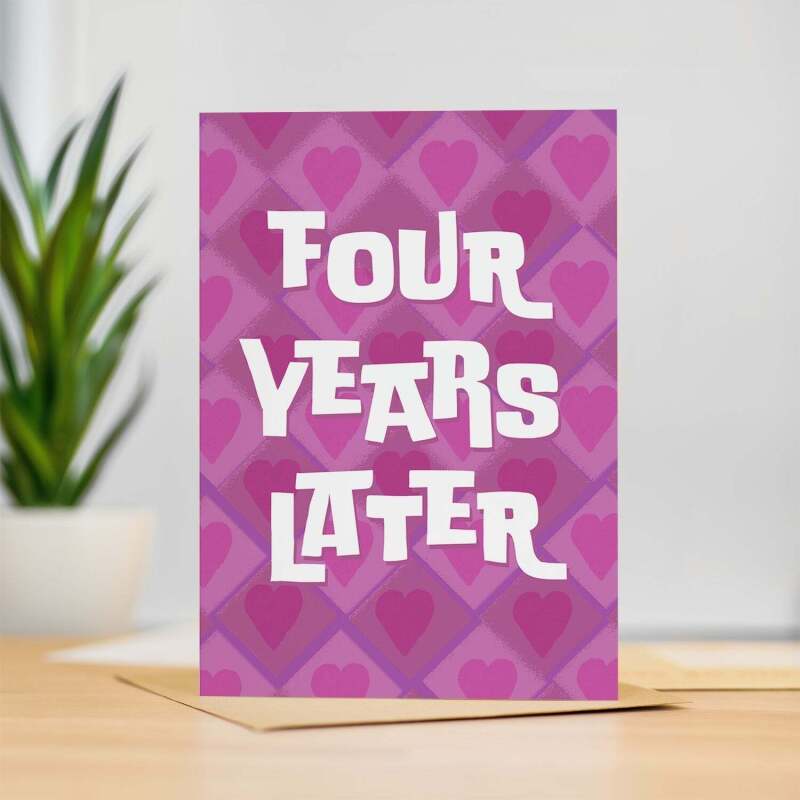 4th Wedding Anniversary Card For Wife Anniversary Card for Husband Anniversary Card For Boyfriend or Girlfriend Forth Anniversary Gift - Large (5x7) / Blank Message