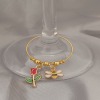 Set of 5 Wine Glass Charms with Roses and Bees