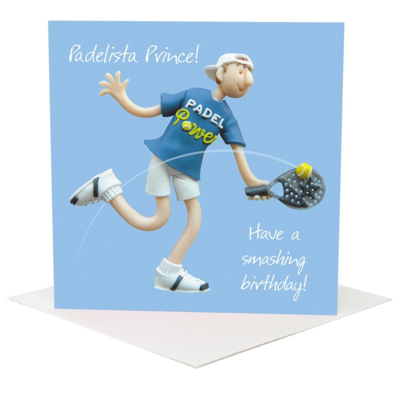 Padel Birthday Card for Him - Padelista Prince Card - Polymer Clay Art by Erica Sturla - Padel UK