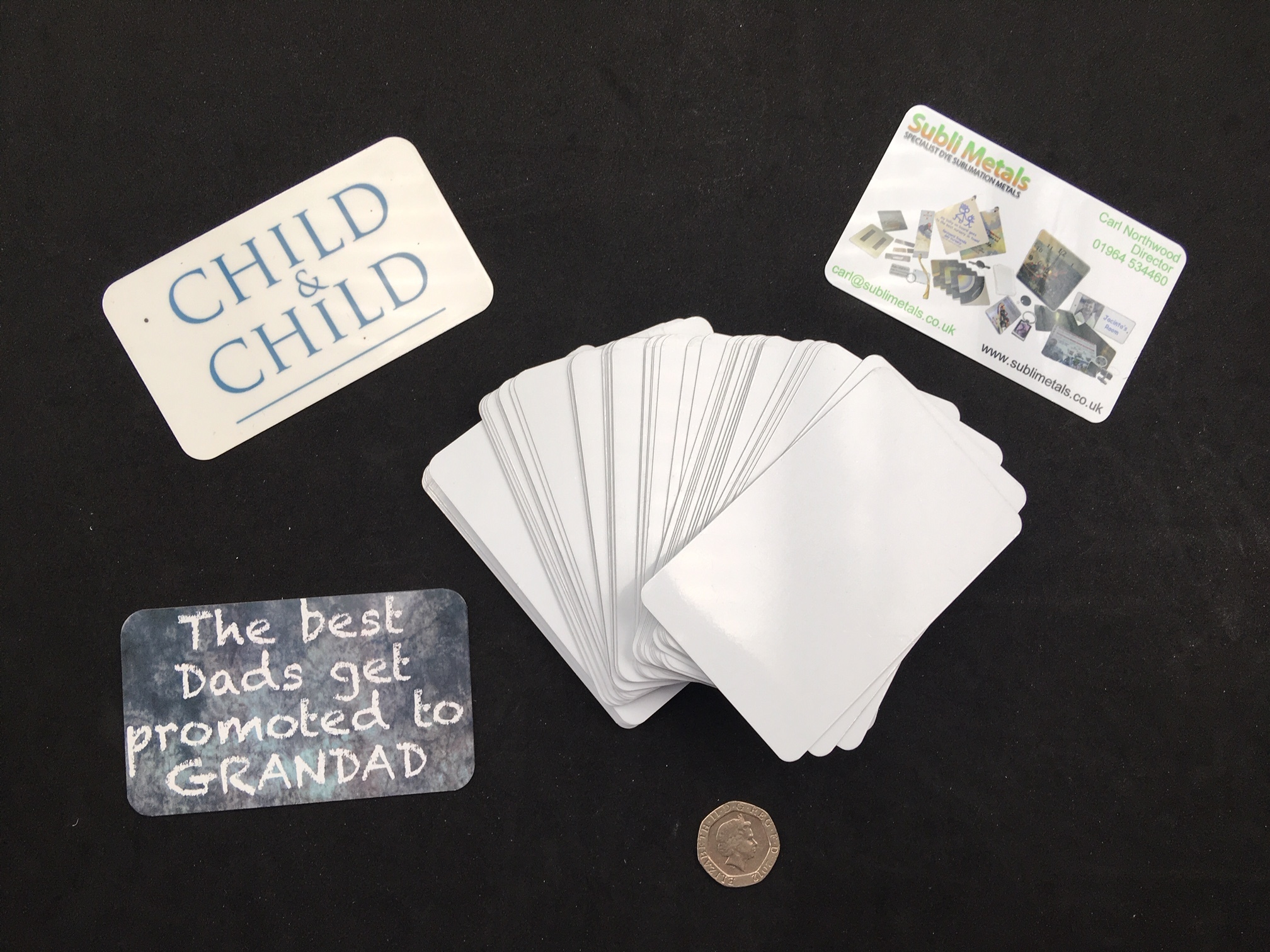 Sublimation aluminium business / wallet card blanks 85 x 54mm pack of 50