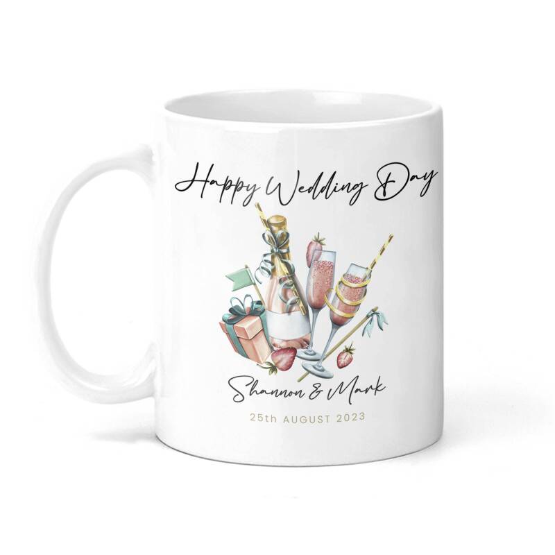 Happy Wedding Day Keep Sake Personalised Mug - Gift for the Happy Couple, Wedding gift, Personalised Mug for Wedding Day. - Single Mug