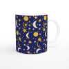 Scattered Sun Moon and Stars Mug - Ceramic White